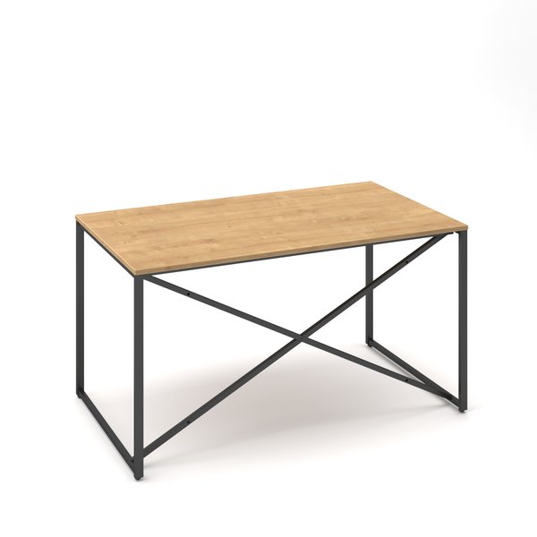 Глубокий офисный стол СФ-541114 в стиле лофт крышка дерево опоры черный металл