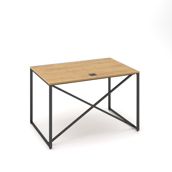 Стол компьютерный СФ-541312 в стиле лофт дерево и черный металл с пропуском для проводов