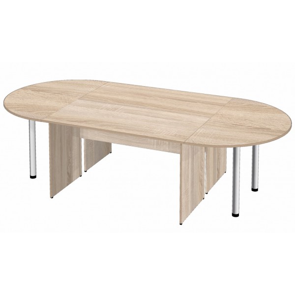 Стол для переговоров на 10 человек с хромированными элементами фото в дубе сонома