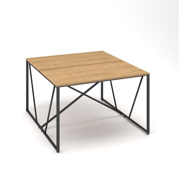 Стол сдвоенный для двух сотрудников СФ-540712 лофт крышка под дерево опоры черные